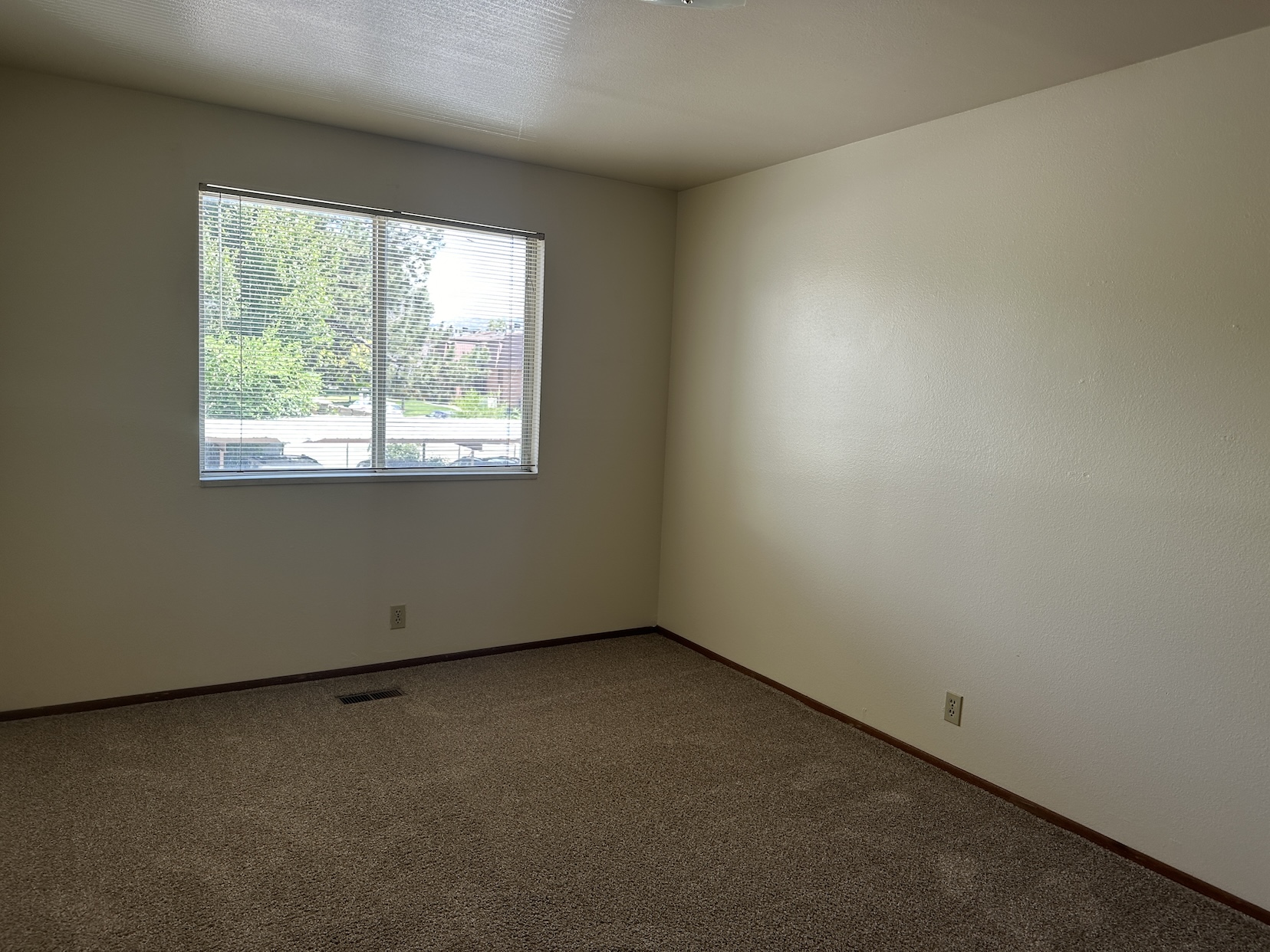 Bright bedroom with large window